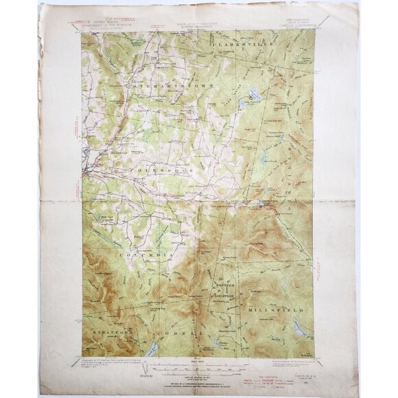 1930 Map USGS Topographic Dixville New Hampshire Antique Quadrangle TOPO21 - Picture 2 of 3